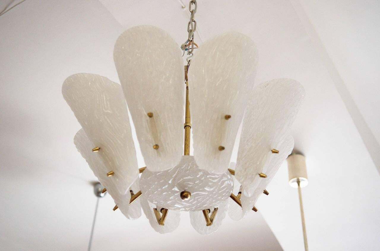 Original Kalmar Milk Ice Glass Chandelier From 1950s photo 2472.0