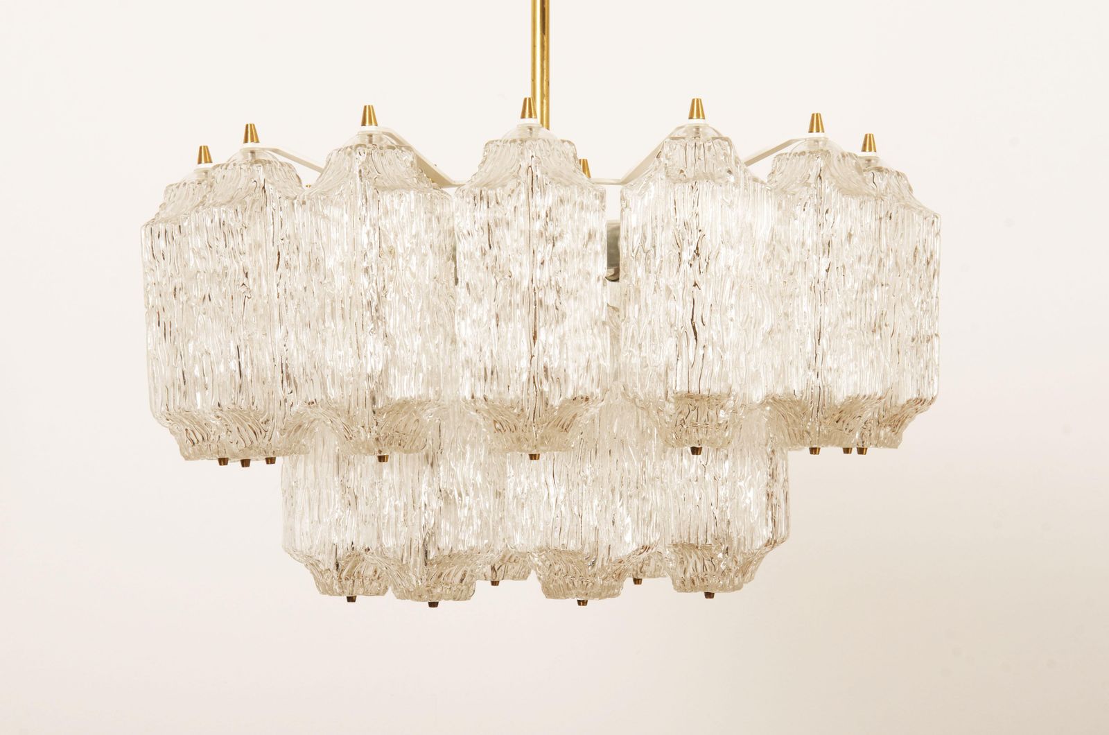 photo furniture Mid Century Ice Glass Chandelier By Stoelzle Austria
