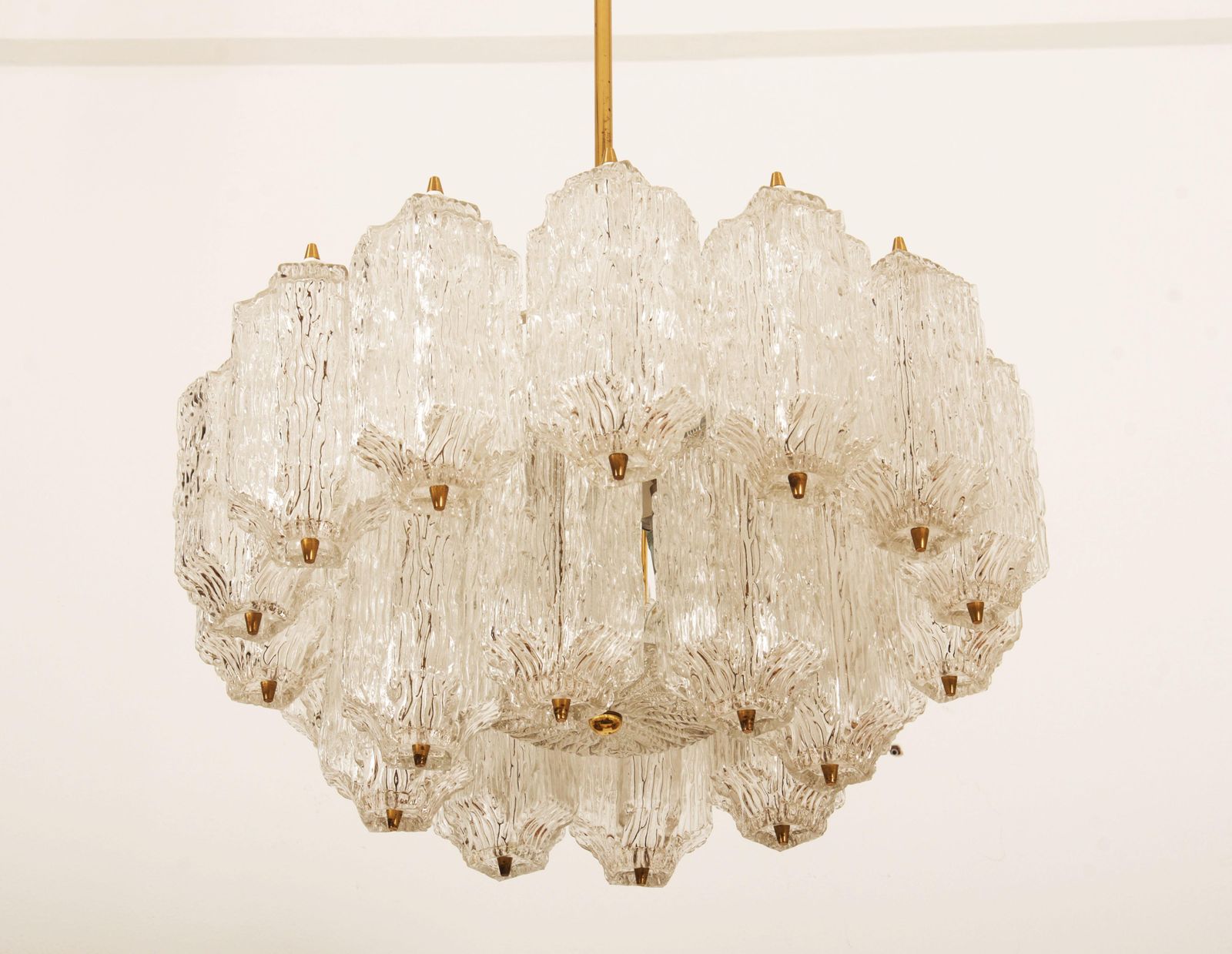 3778.0 Mid Century Ice Glass Chandelier By Stoelzle Austria photo