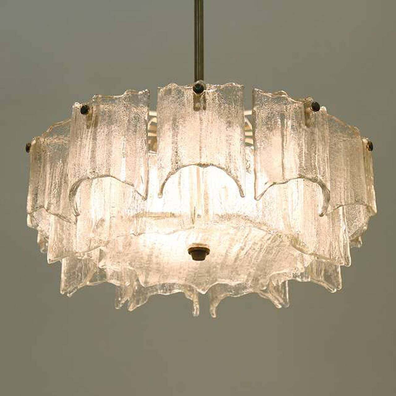 Kalmar Ice Glass Chandelier photo vintage