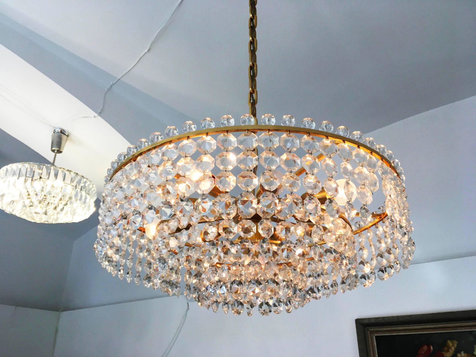 Beautiful Cut Crystal Chandelier By Bakalowits photo for sale