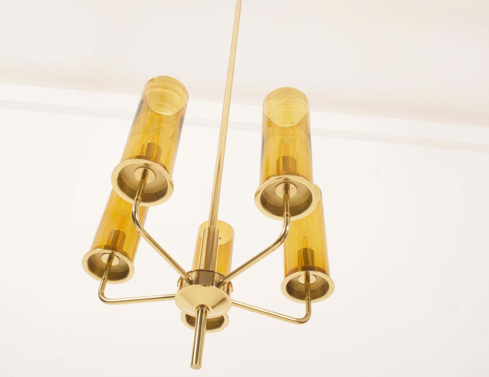 Brass And Glass Tube Chandelier T434 5 Sonata By Hans Agne Jakobsson photo buy