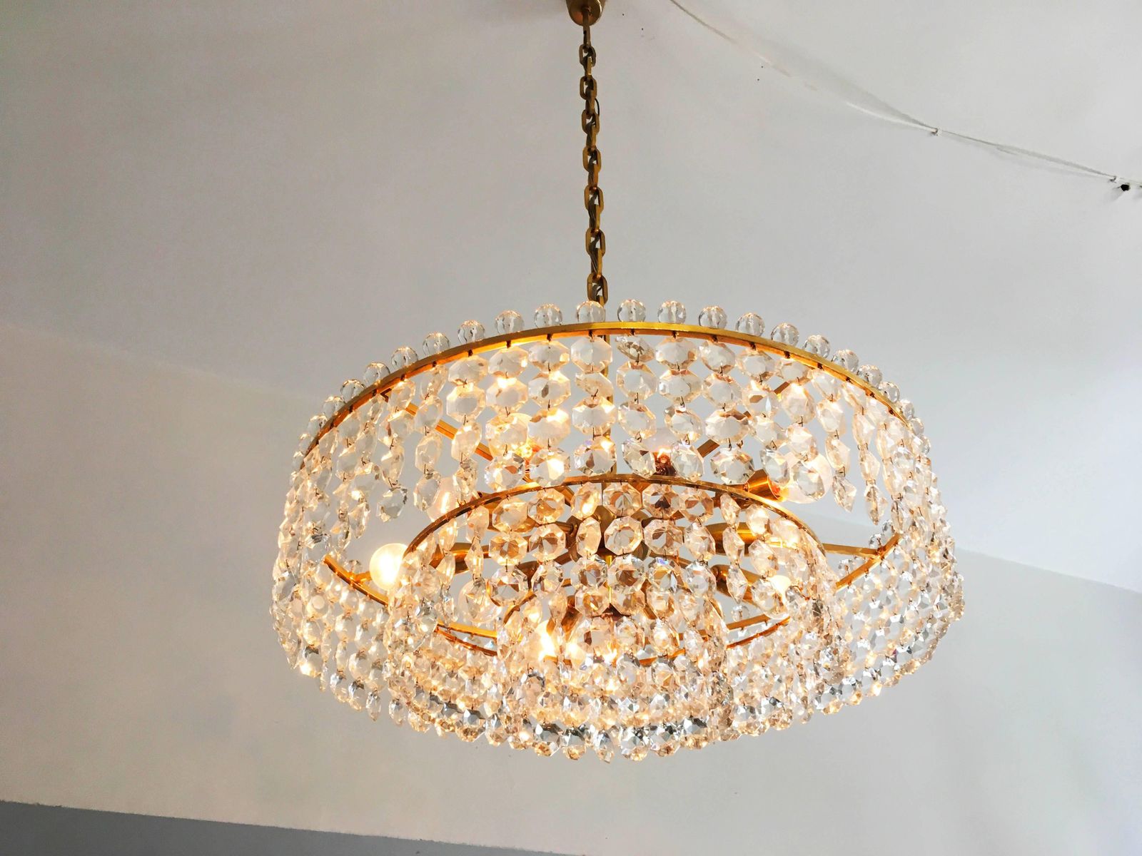 Beautiful Cut Crystal Chandelier By Bakalowits photo vinterior