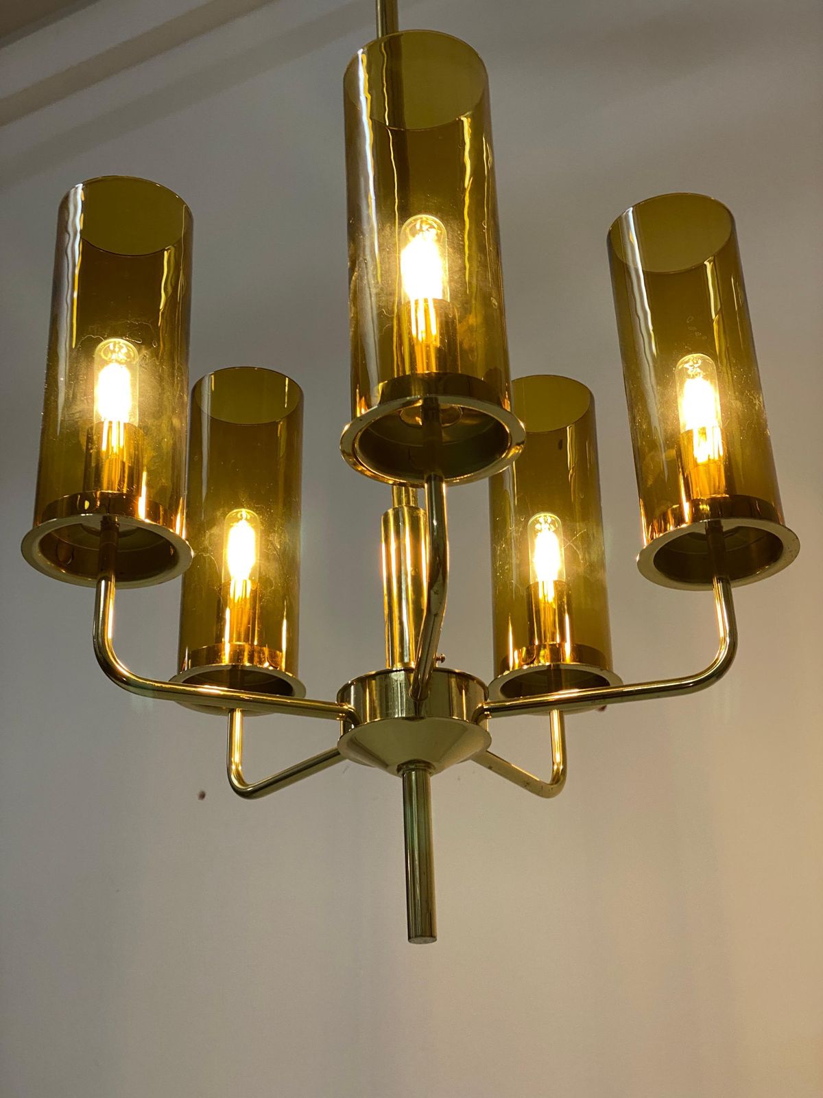3847.0 Brass And Glass Tube Chandelier T434 5 Sonata By Hans Agne Jakobsson photo