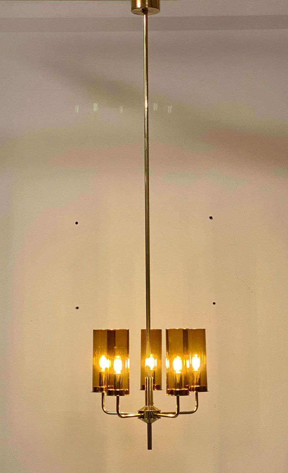 photo vintage Brass And Glass Tube Chandelier T434 5 Sonata By Hans Agne Jakobsson