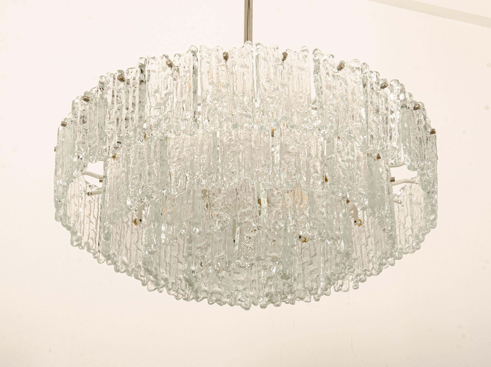 Impressive Austrian Kalmar Arena Crystal Ice Glass Chandelier photo for sale