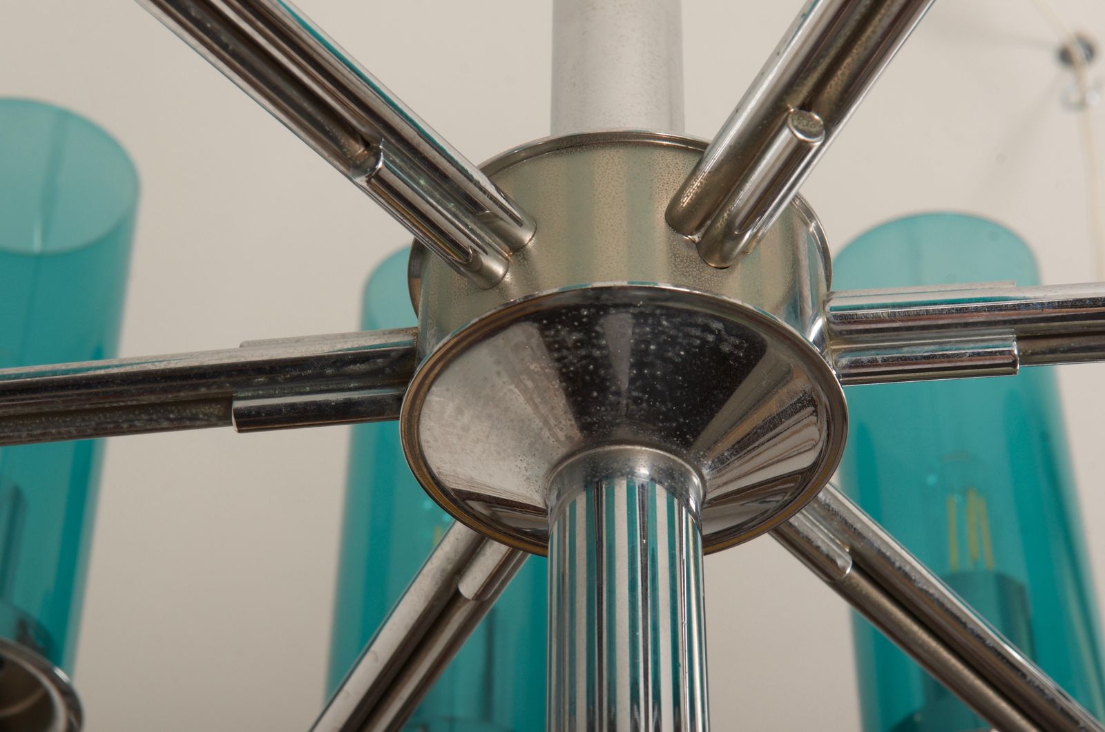photo for sale Brass And Blue Glass Tube Chandelier T434 12 Sonata By Hans Agne Jakobsson