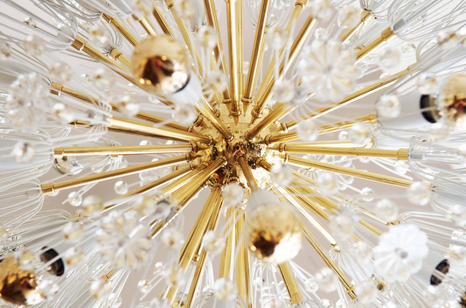 Rare Large Brass And Glass Sputnik Chandeliers By Emil Stejnar photo for sale