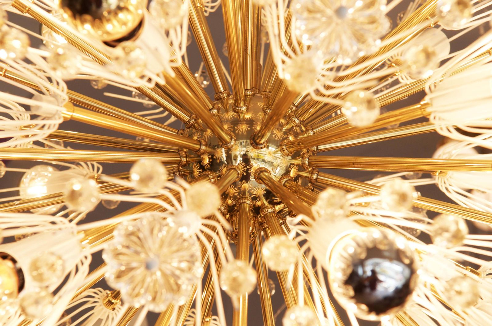 Rare Large Brass And Glass Sputnik Chandeliers By Emil Stejnar photo Lighting