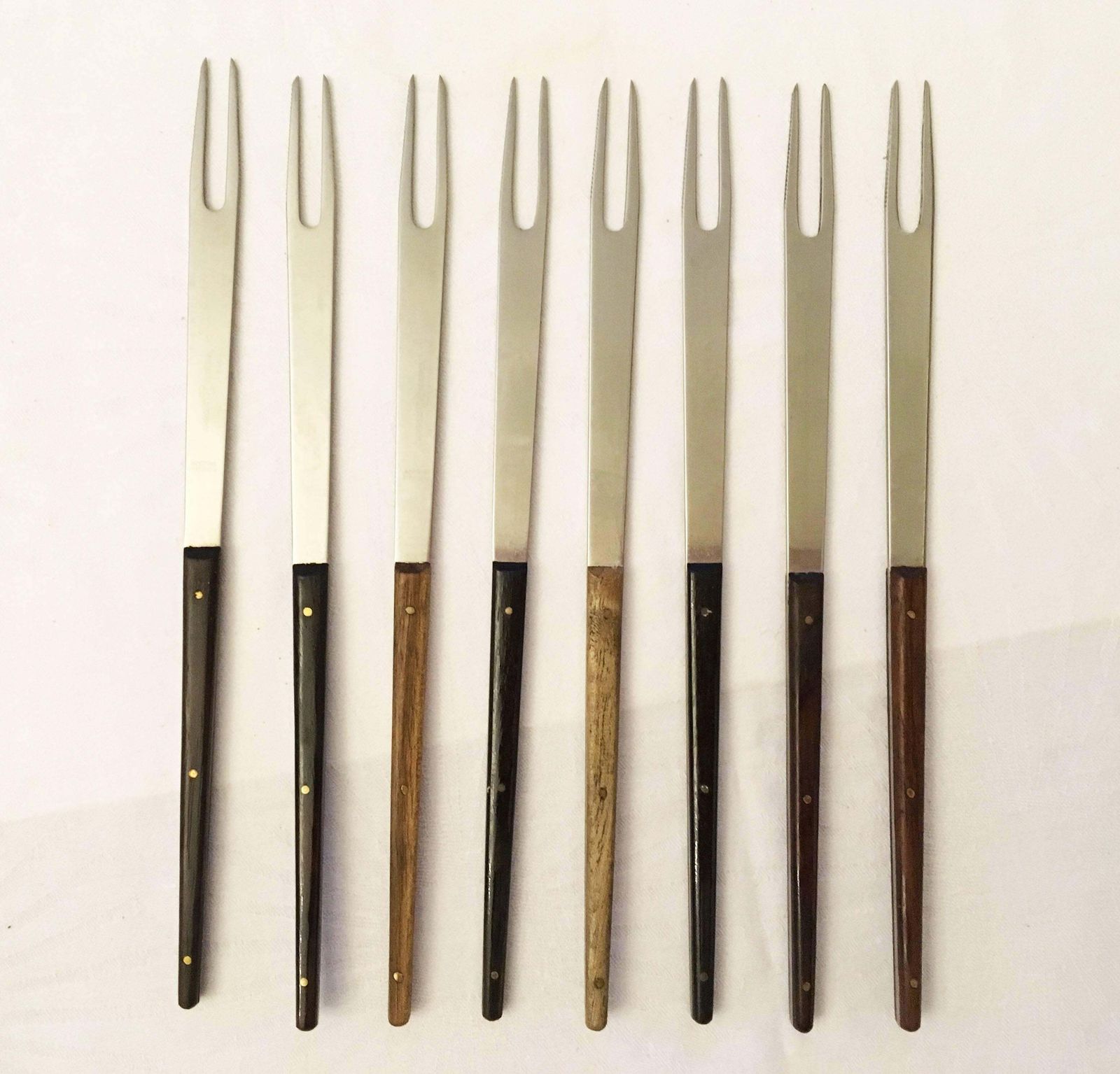 Stainless Hardwood Fondue Forks By Carl Auböck For Amboss Austria photo for sale