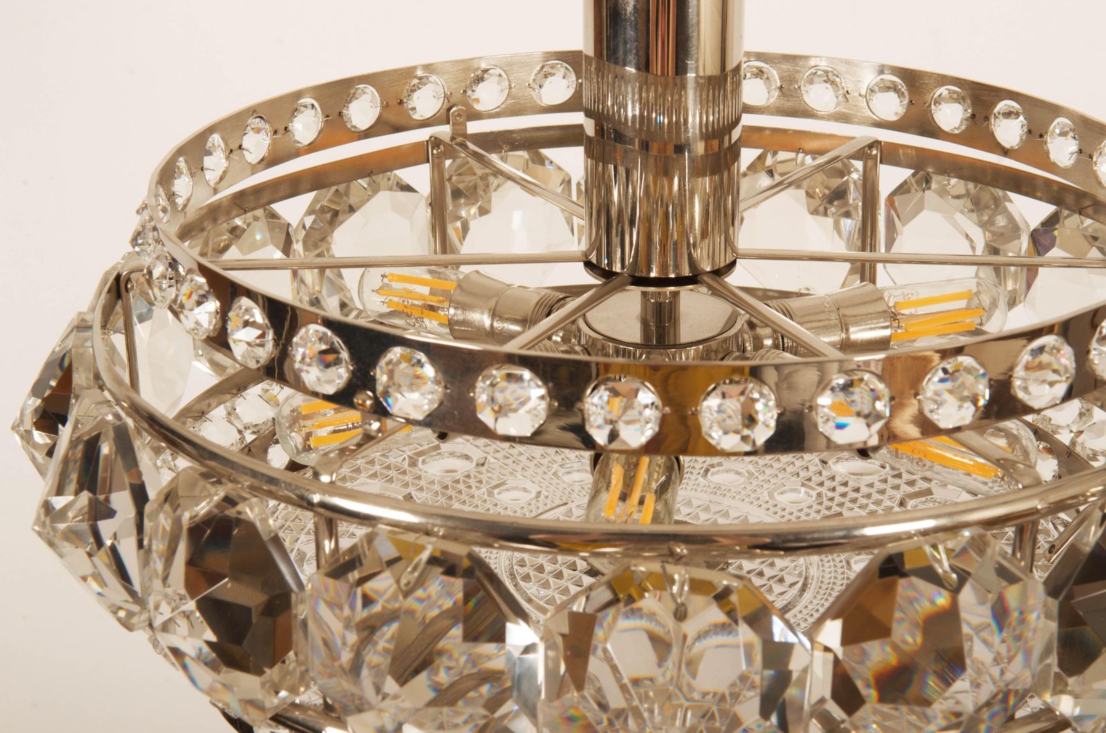 Chromed Brass And Glass Chandelier By Orrefors From The 1960s photo 1151.0