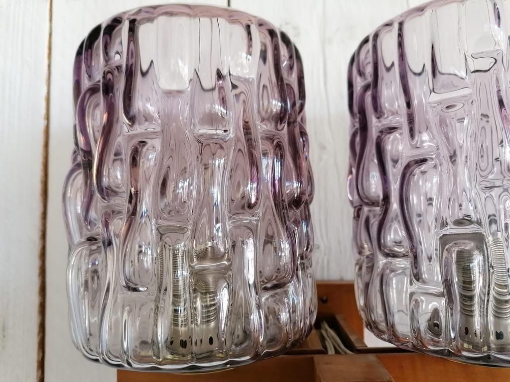 Wall Lamp Teak And Violet Glass By Rupert Nikoll photo buy