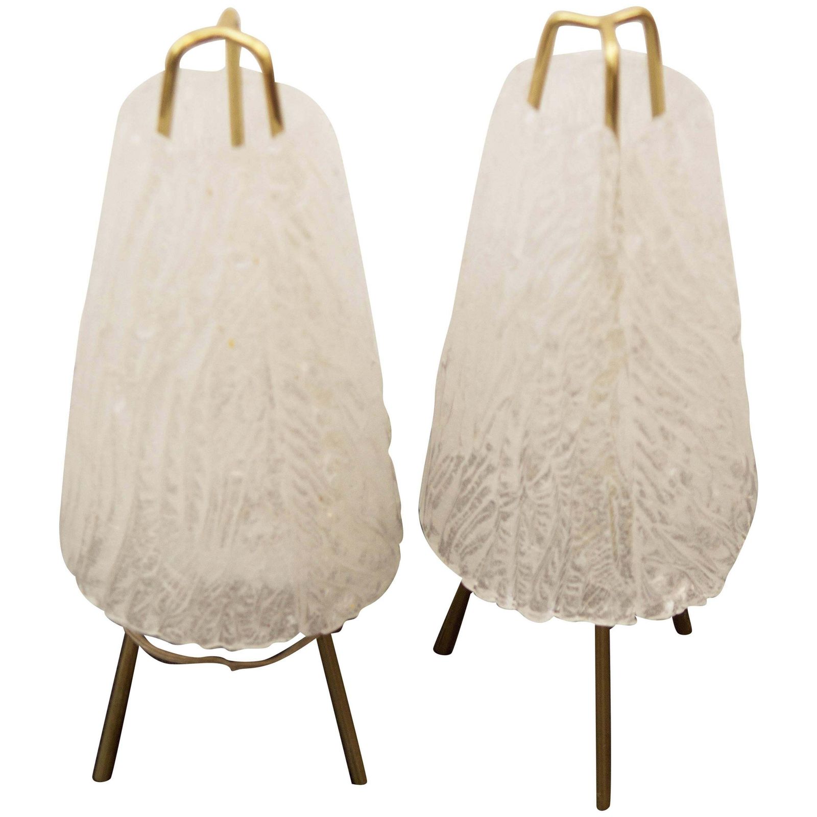 Set Of Two Ice Glass Table Lamps By "Kalmar" Vienna