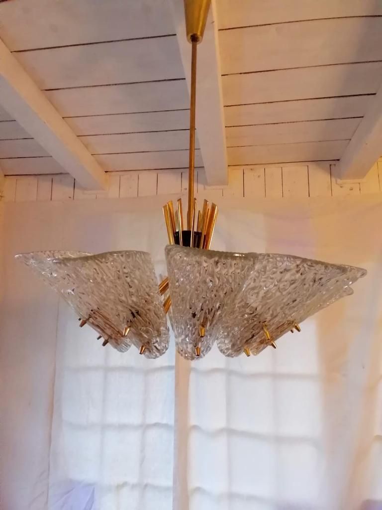 Lighting Beautiful Huge Chandelier With Textured Glass By J. T. Kalmar photo