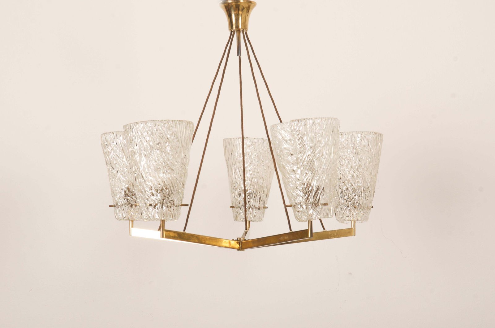Austrian Brass Chandelier With Textured Glass By J. T. Kalmar photo furniture