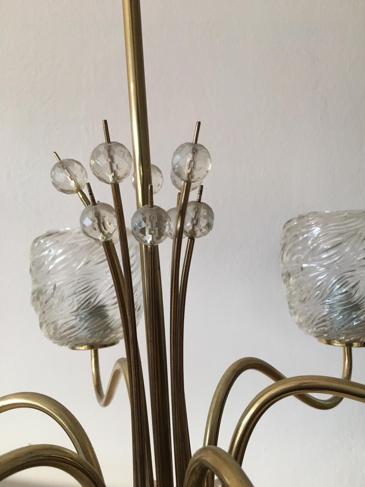 Midcentury Brass Chandelier By Rupert Nikoll photo Lighting