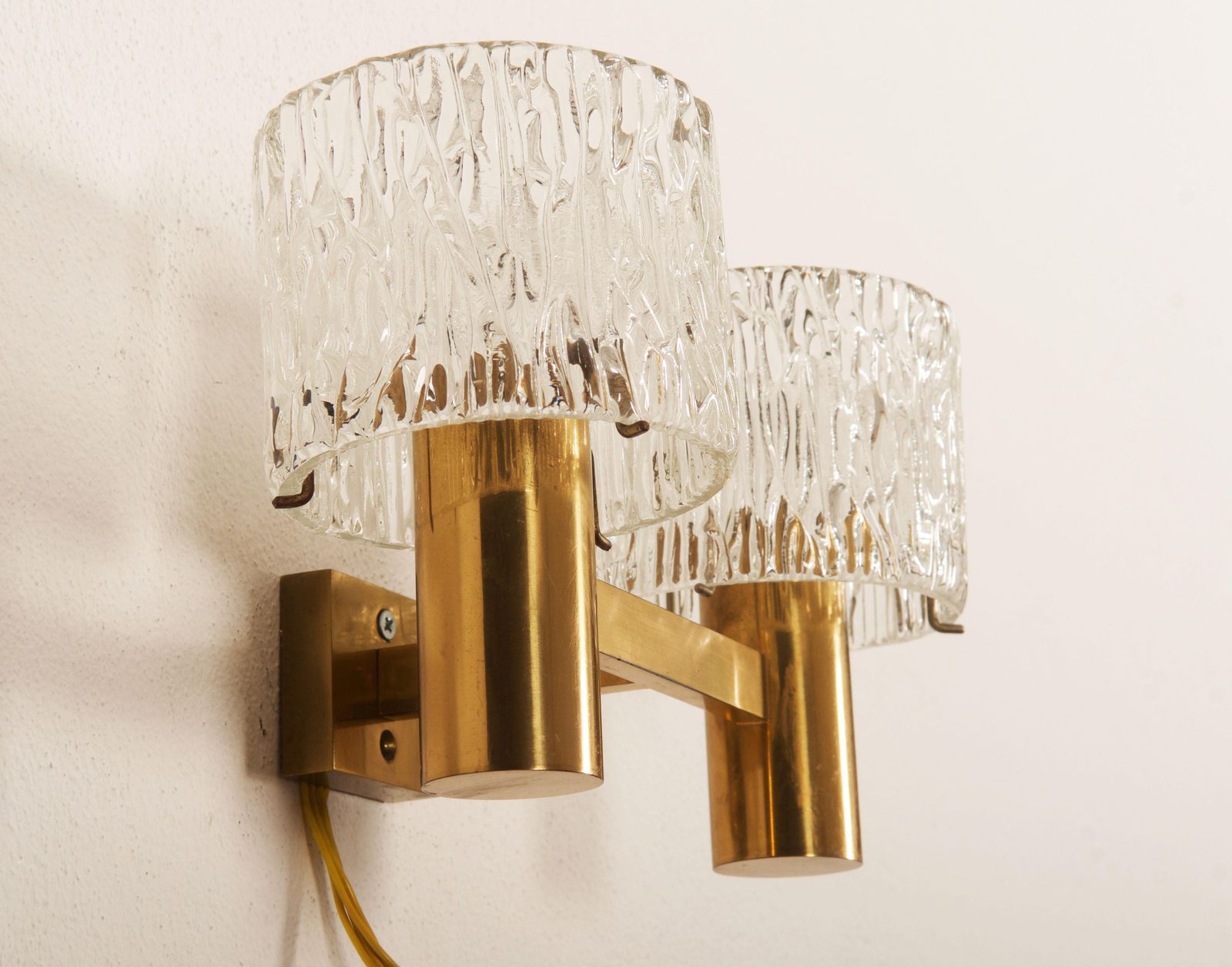 Brass And Crystal Wall Lamps Designed By Carl Fagerlund For Orrefors Set Of Two photo Lighting