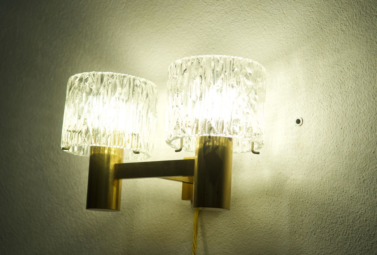 photo furniture Brass And Crystal Wall Lamps Designed By Carl Fagerlund For Orrefors Set Of Two