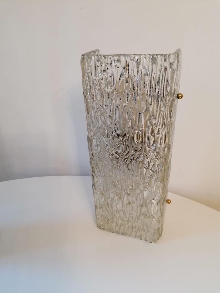 Structured Glass Wall Lights Sconces By Kalmar photo vintage