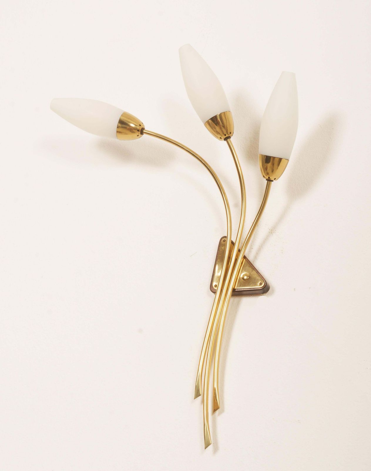 photo for sale A Pair Of Brass Opaline Glass Sconce Wall Lamp By Rupert Nikoll