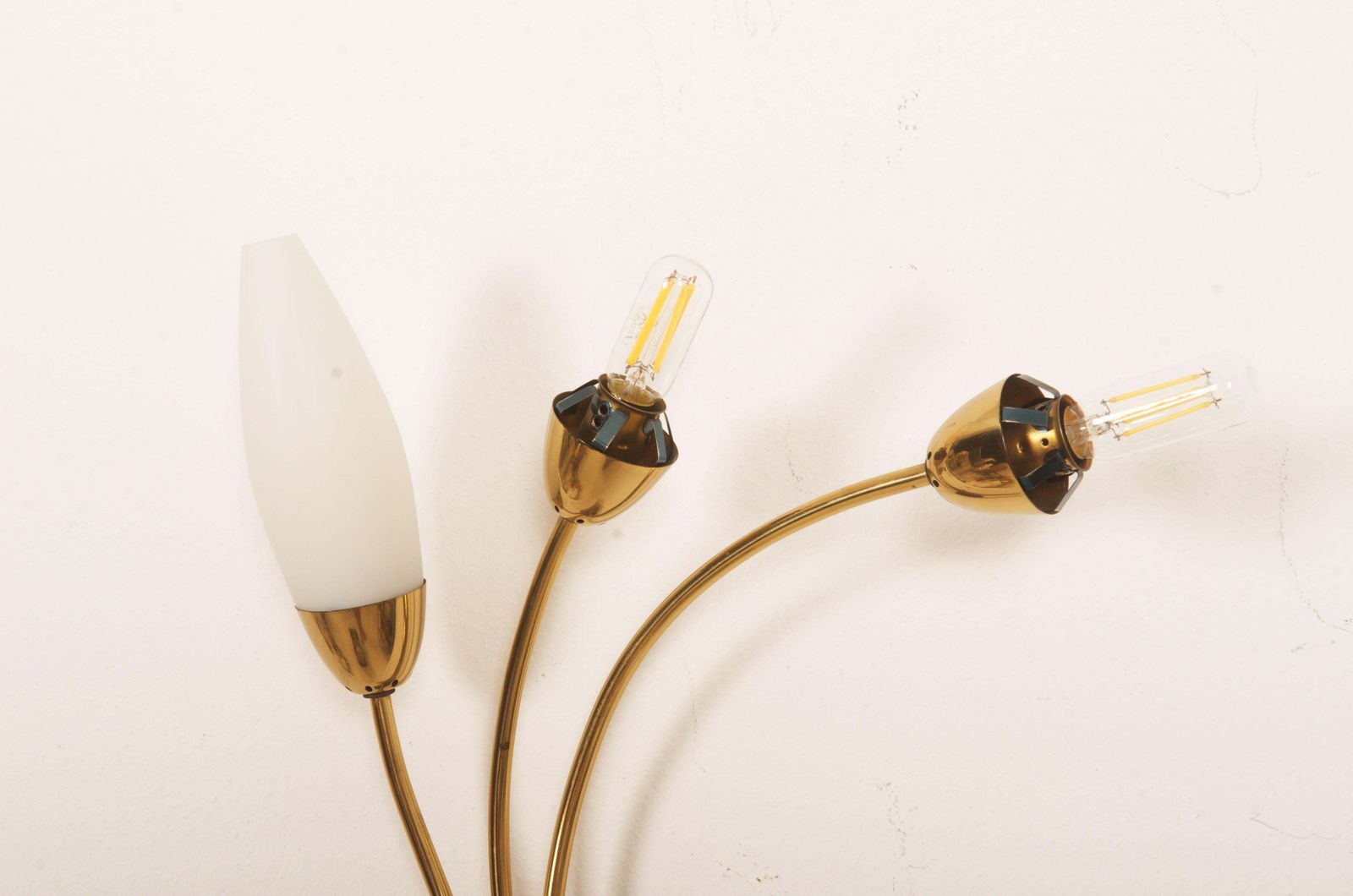 Lighting A Pair Of Brass Opaline Glass Sconce Wall Lamp By Rupert Nikoll photo