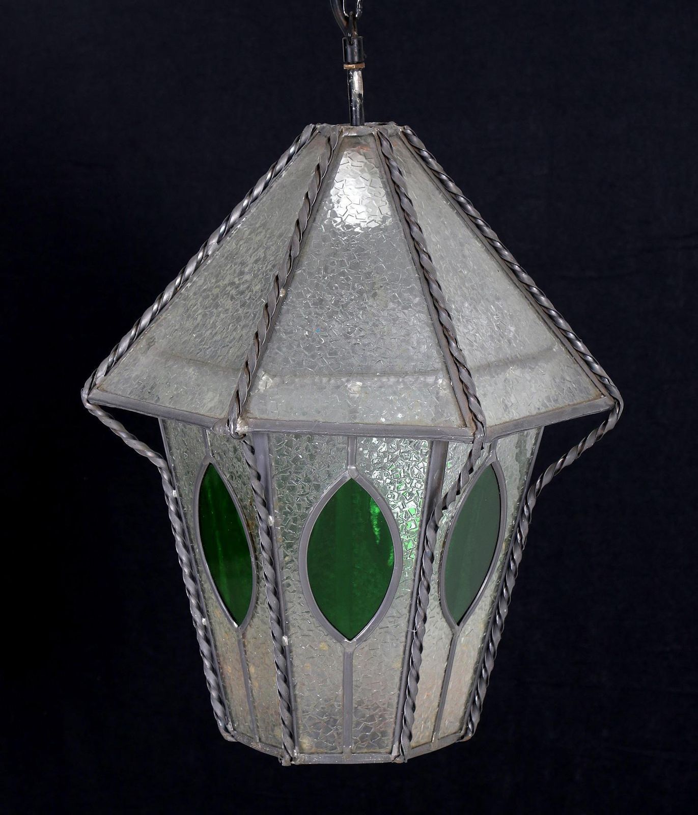 German Art Nouveau Wrought Iron Entrance Lantern photo for sale