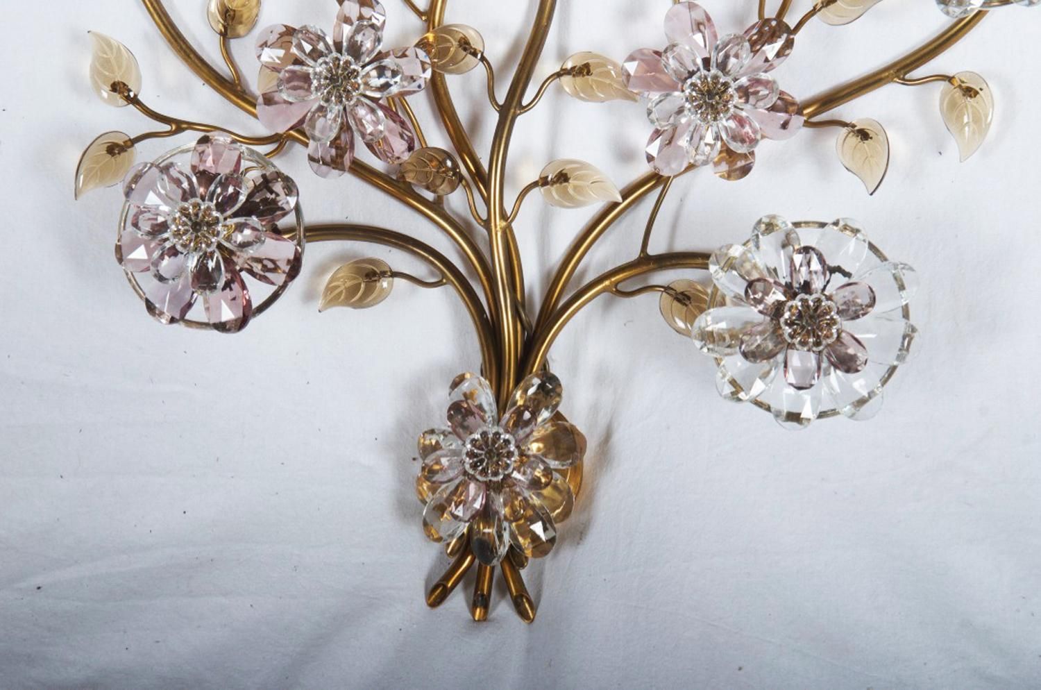 Sconce With Glass Flowers By Oswald Haerdtl For J. & L. Lobmeyr photo 3778.0
