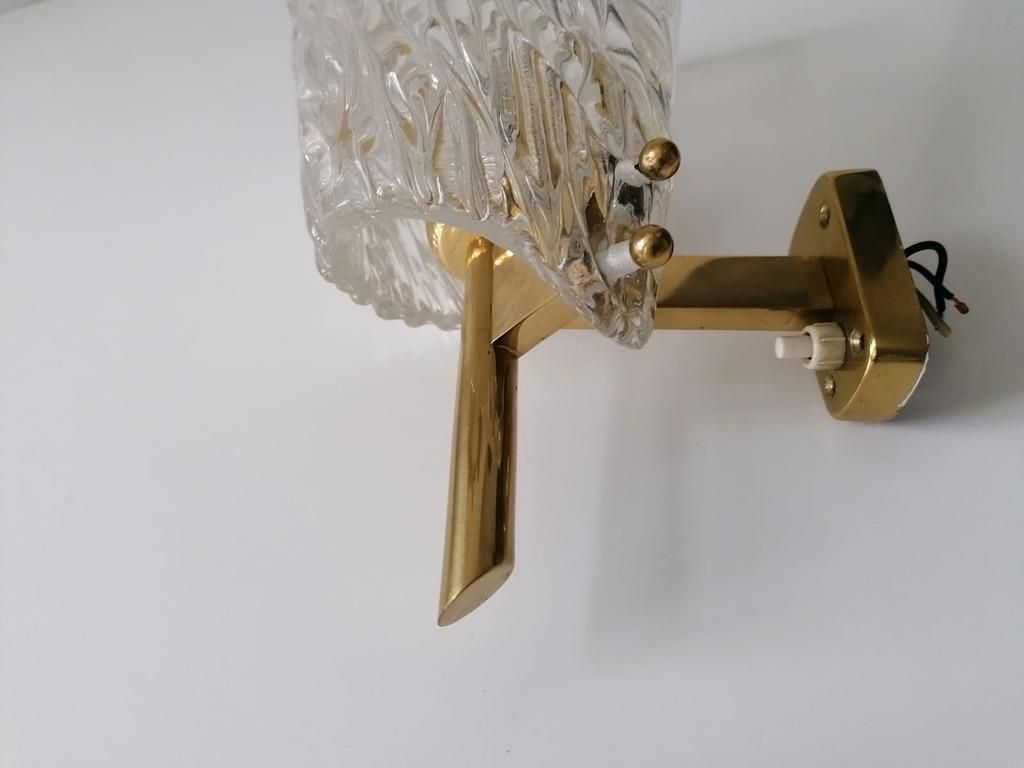 photo for sale Pair Of Mid Century Structured Glass Wall Lamps Sconces By J. T. Kalmar