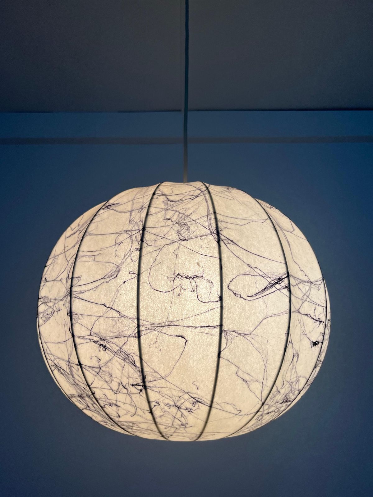 Italian Mid Century Cocoon Grey Chandelier By "Cocoon Crèation", 1970s photo Lighting