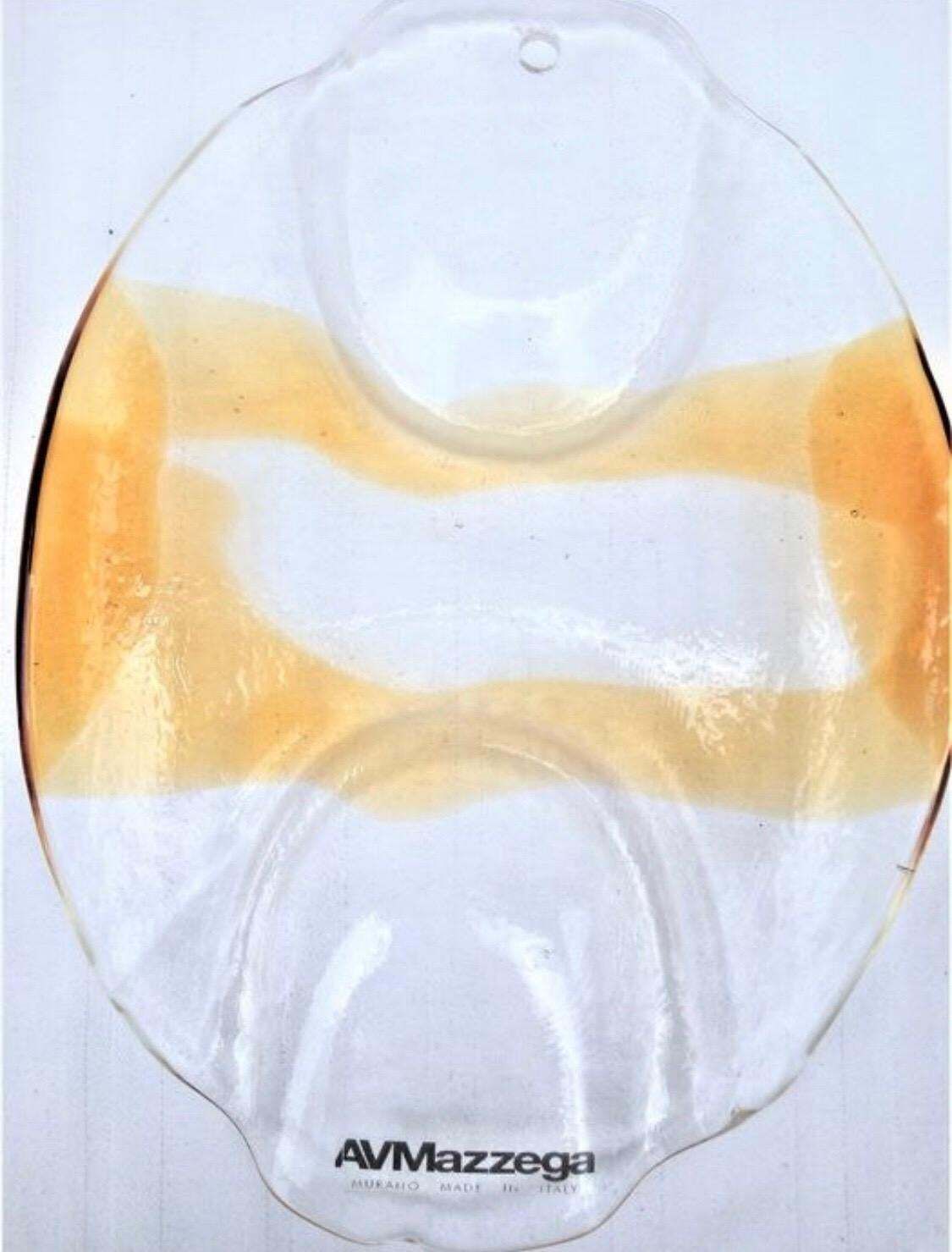 photo for sale Italian Clear Amber Murano Glass Midcentury Chandelier By Avmazzega, 1960s
