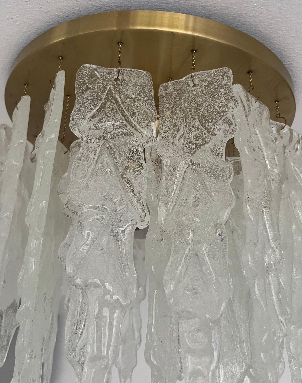 Italian Mid Century Murano Glass Leaf Chandelier Or Flushmount, 1970s photo furniture
