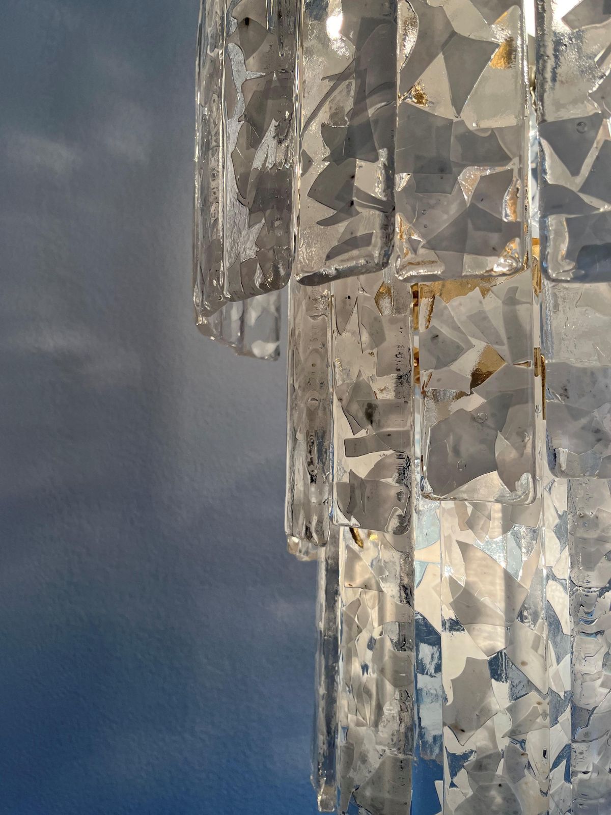 photo furniture Italian Mid Century "Terrazzo" White Murano Glass Spiral Chandelier, 1980s