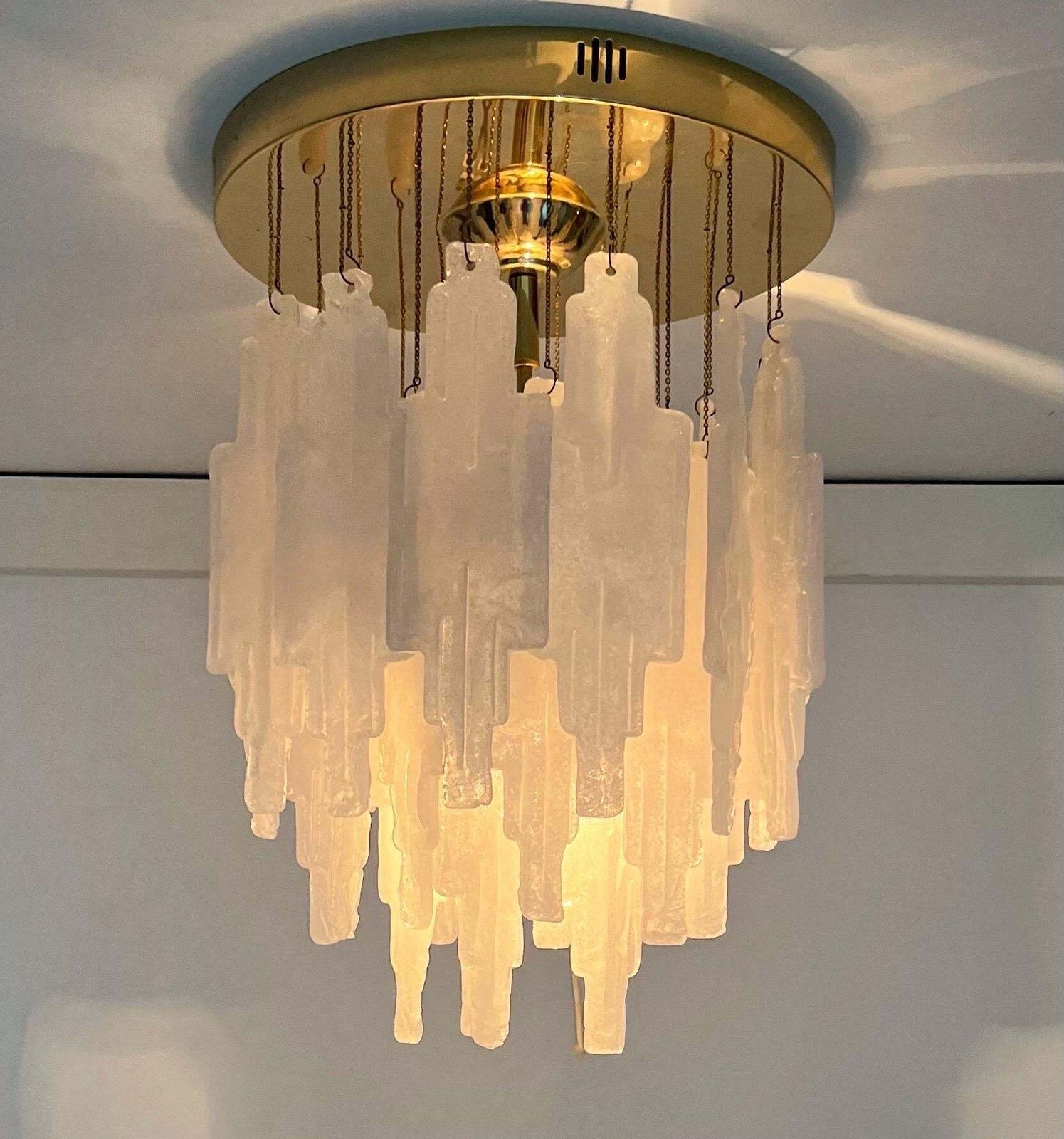 Italian Mid Century Snow White Murano Glass Chandelier By Poliarte, 1970s photo buy