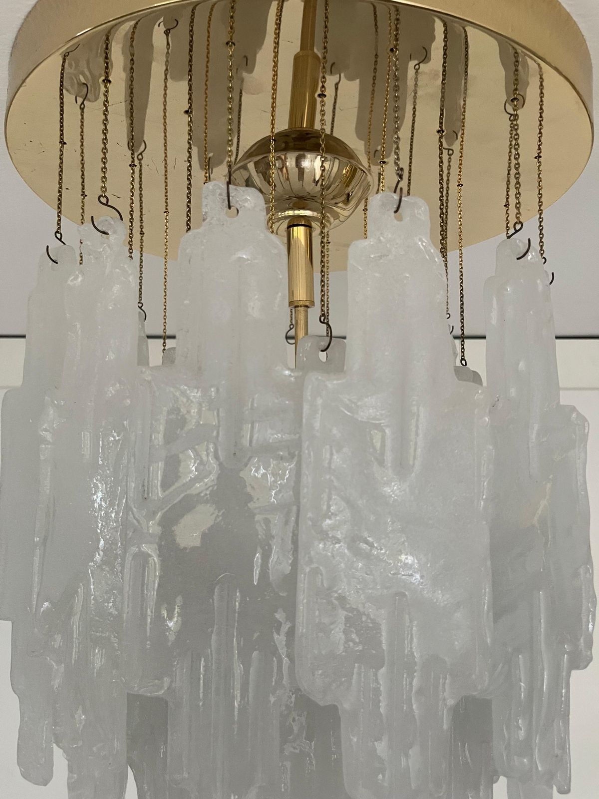 photo vinterior Italian Mid Century Snow White Murano Glass Chandelier By Poliarte, 1970s