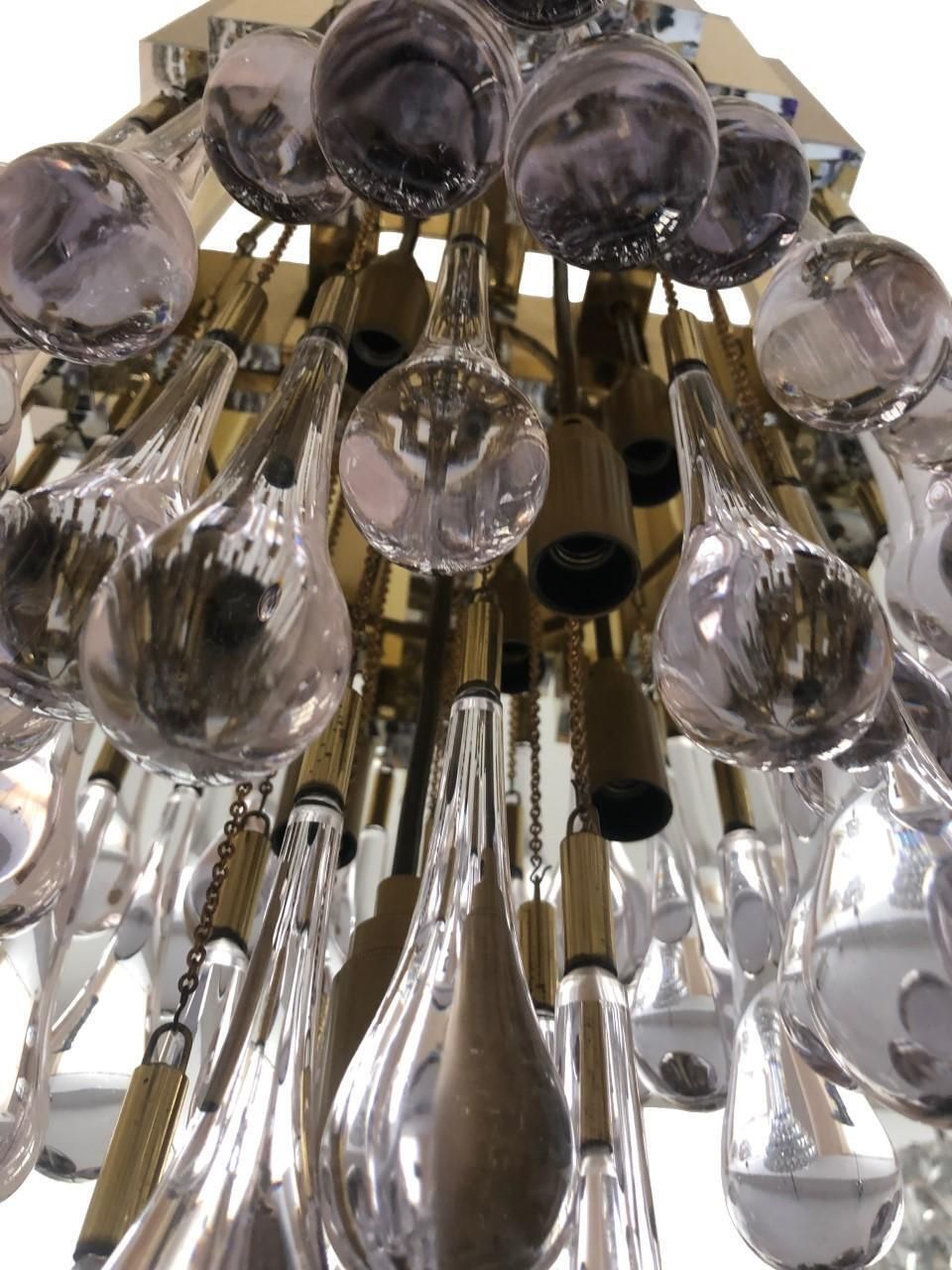 photo furniture Teardrop Tear Drop Brass Long Chandelier By Bd Lumica, Barcelona, 1970s