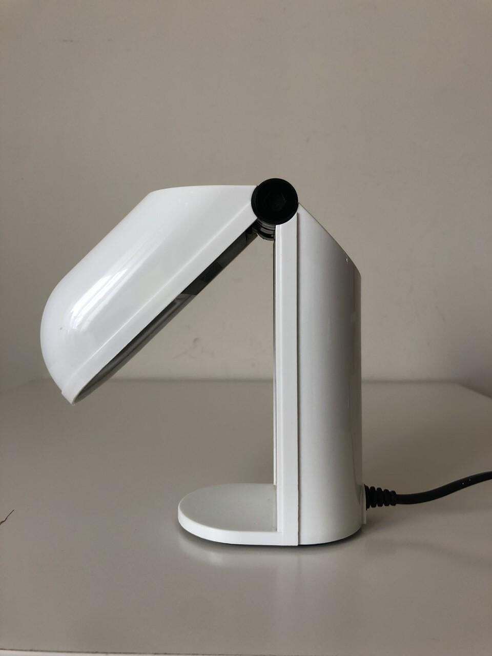 Spanish White Pair Of Table Lamps By Fase, Model "Bambina", 1980s photo vintage