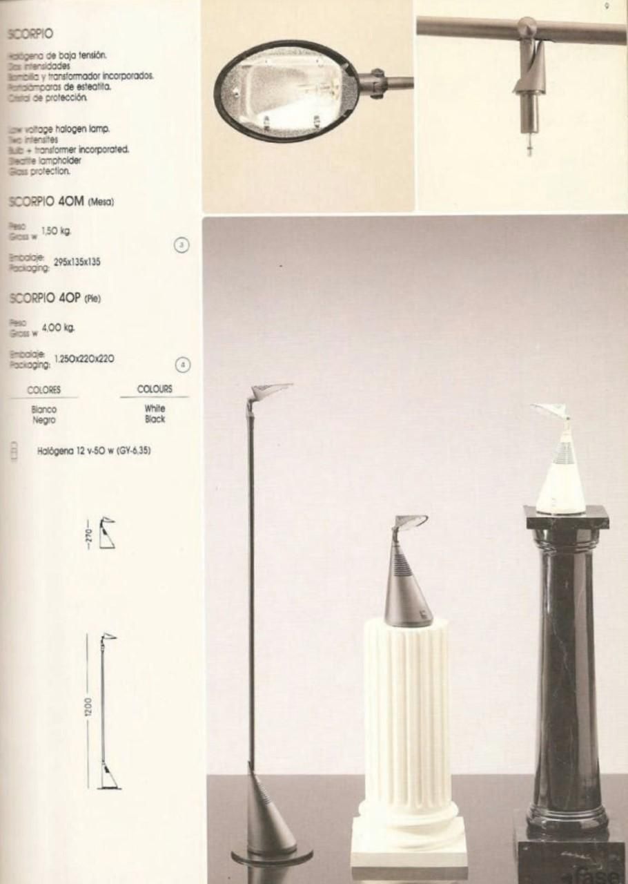 Spanish Postmodern Pair Of "Scorpio" Table Lamps By Fase, Madrid, 1980s photo for sale