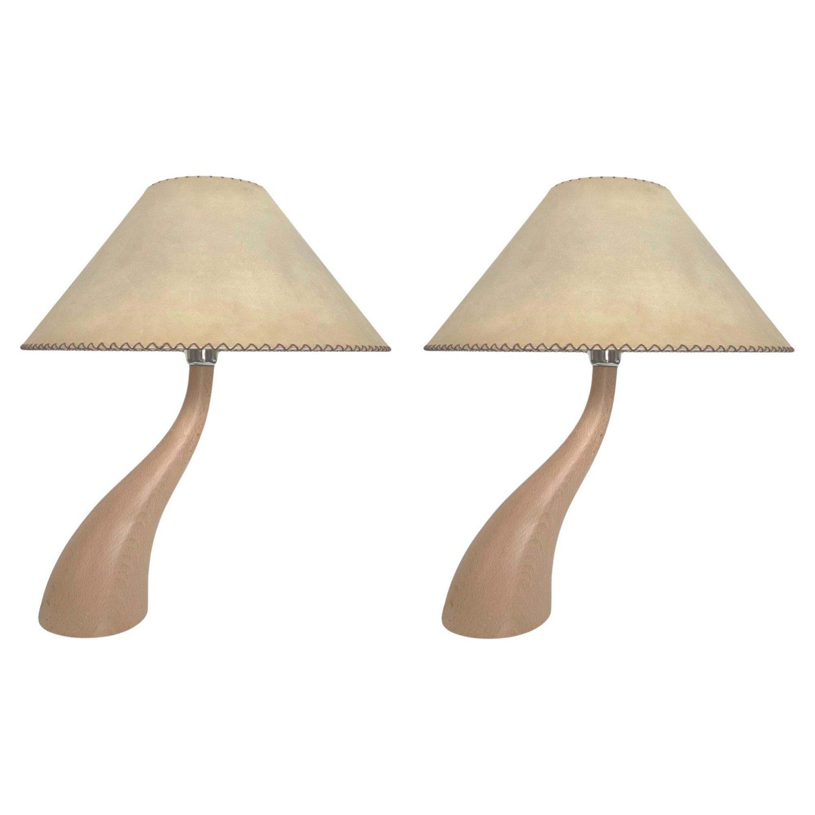 Postmodern Pair Of "Bonsai" Wood Table Lamps By Blauet, Barcelona, 1990s