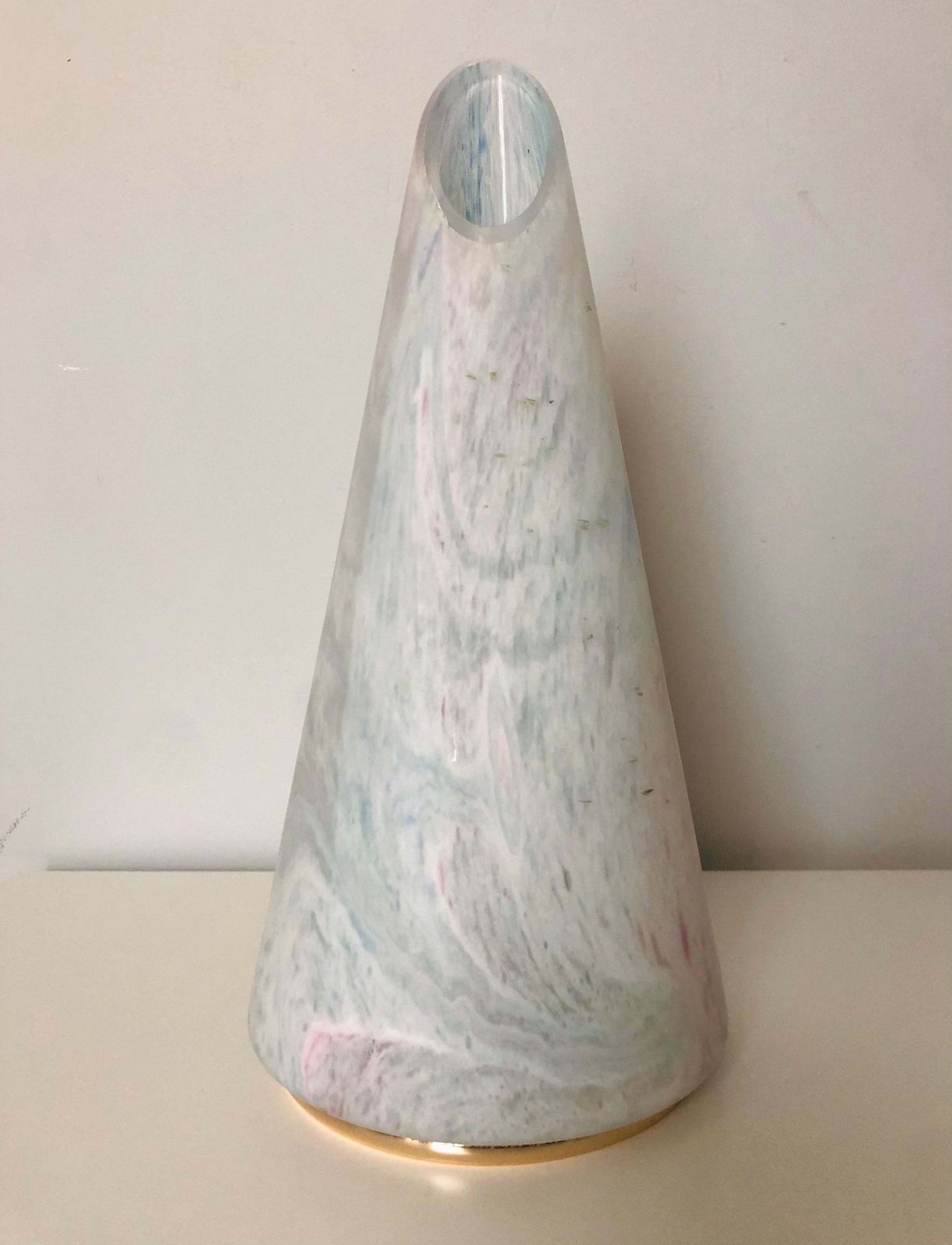 Italian Postmodern Pair Of  Murano Glass Cone Table Lamps, 1980s photo furniture
