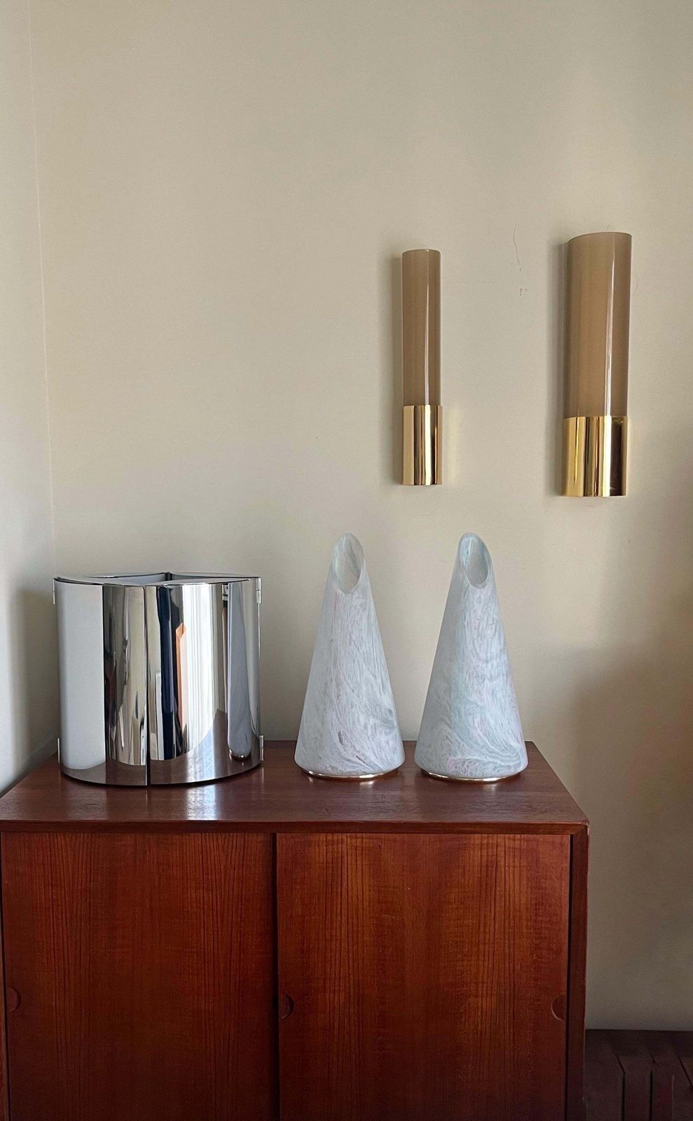 photo furniture Italian Postmodern Pair Of  Murano Glass Cone Table Lamps, 1980s
