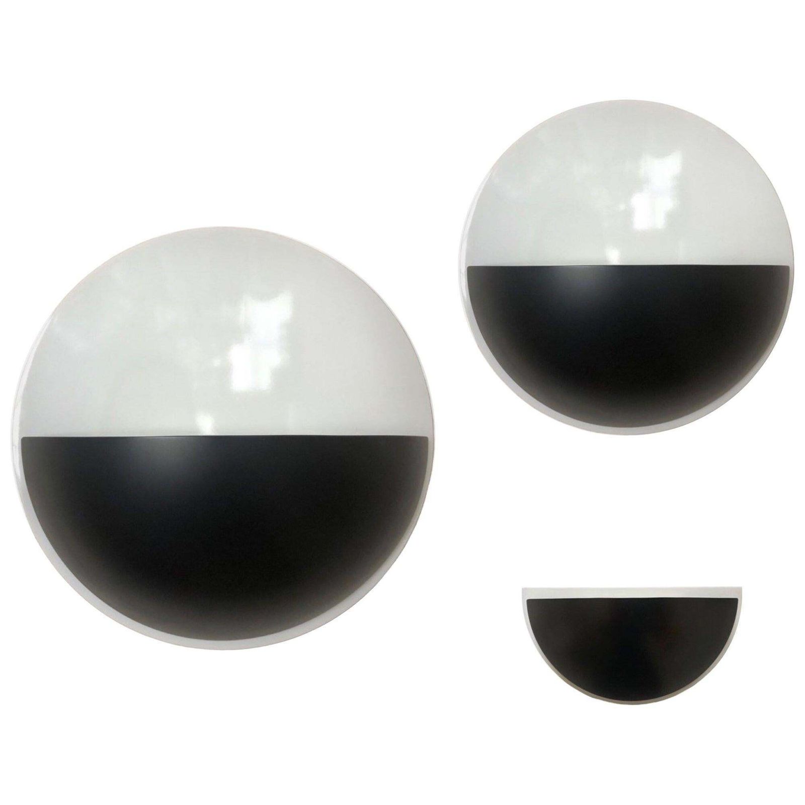 Postmodern Set Of Three Spanish Black Wall Sconces By Estiluz, Barcelona, 1980s