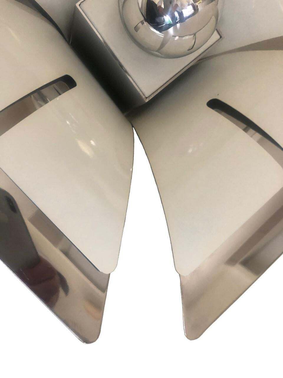 Pair Of Mid Century Italian Metal Flush Mounts By Reggiani, 1970s photo Lighting