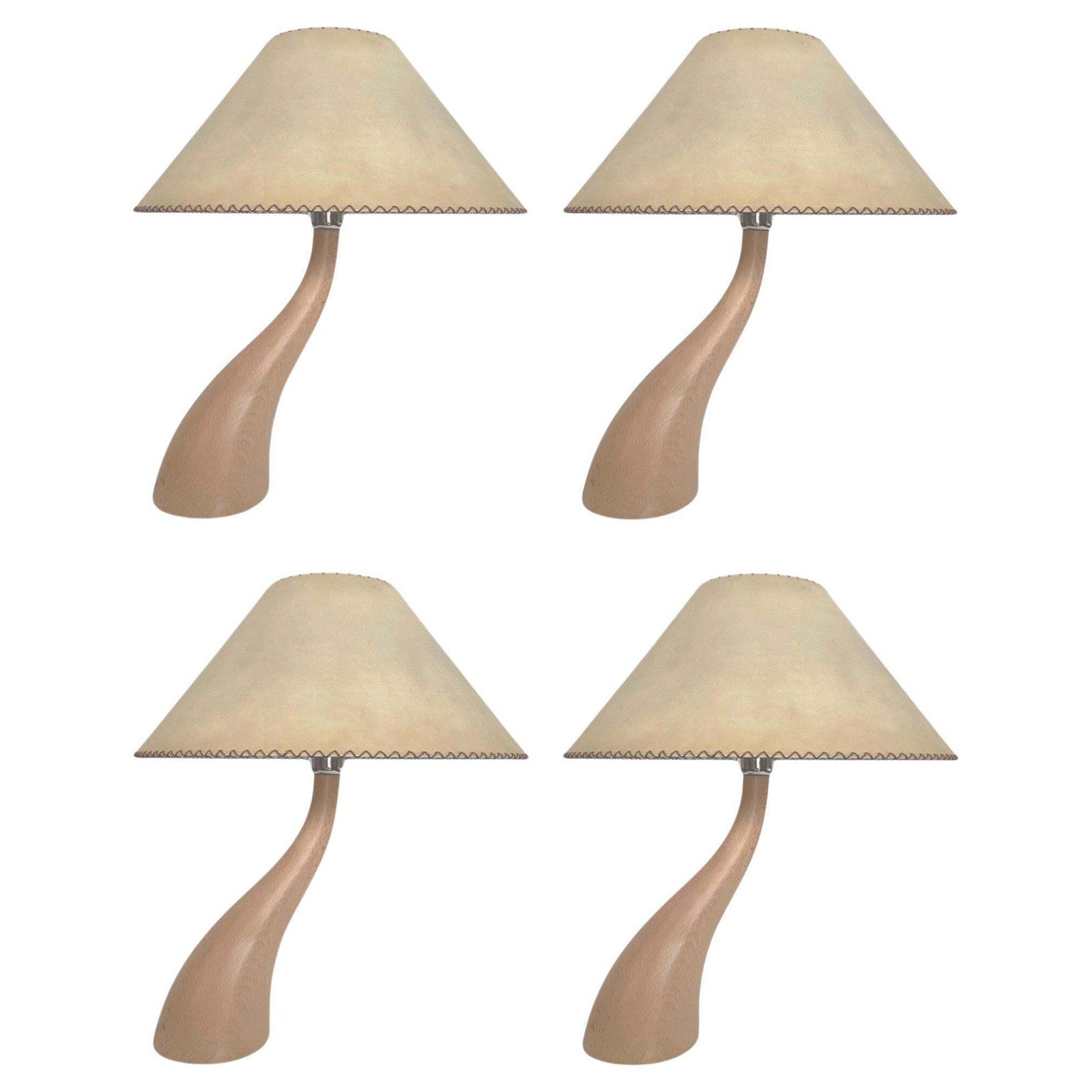 Postmodern Set Of Four "Bonsai" Wood Table Lamps By Blauet, Barcelona, 1990s