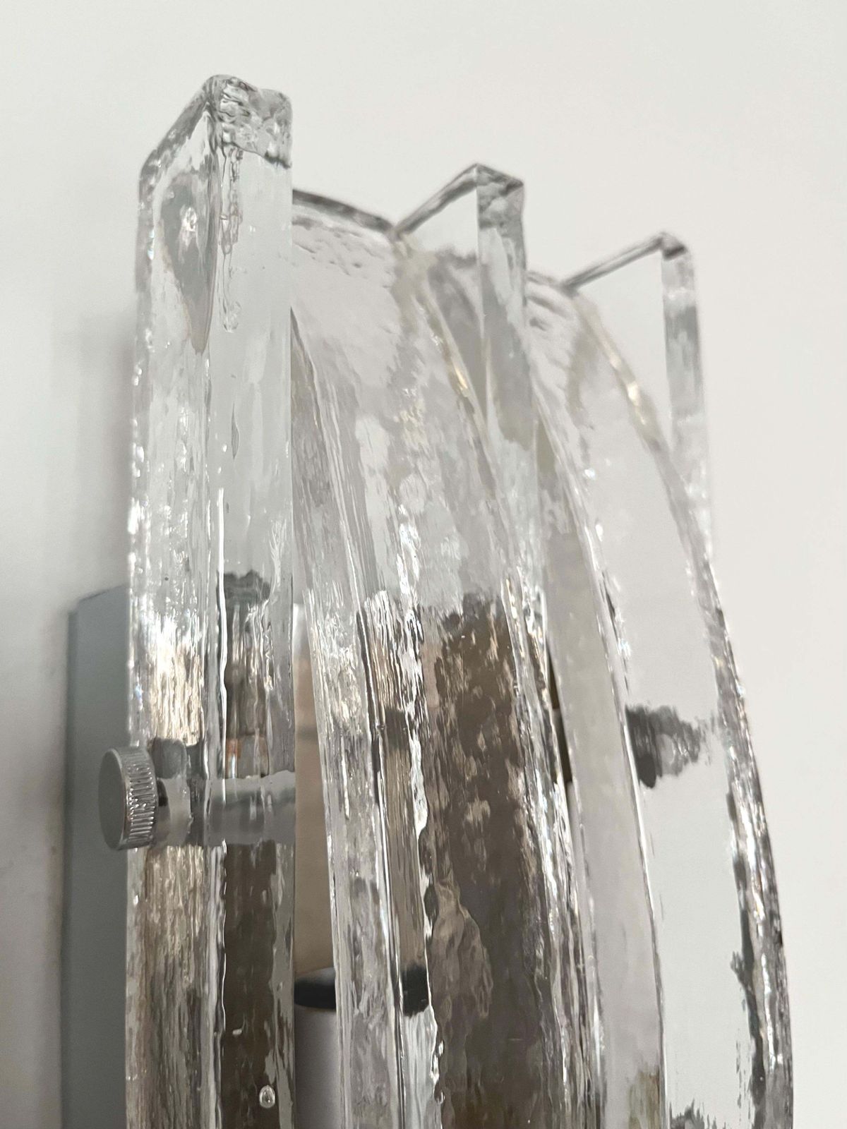 Italian Midcentury Pair Of Clear Murano Wall Sconces By Poliarte, 1970s photo buy