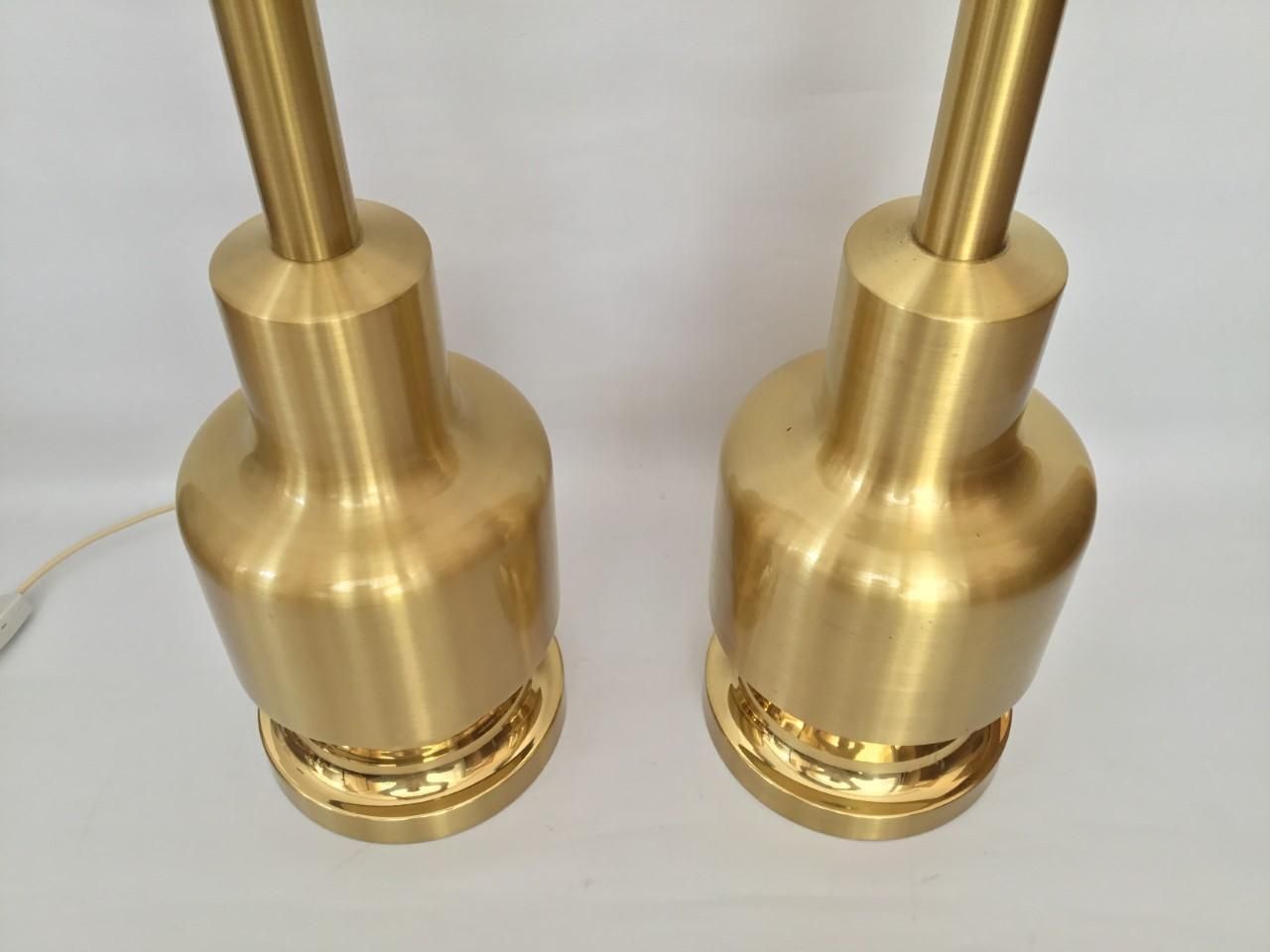Large Pair Of Midcentury Golden Brass Spanish Table Lamps By Clar, 1970s photo buy