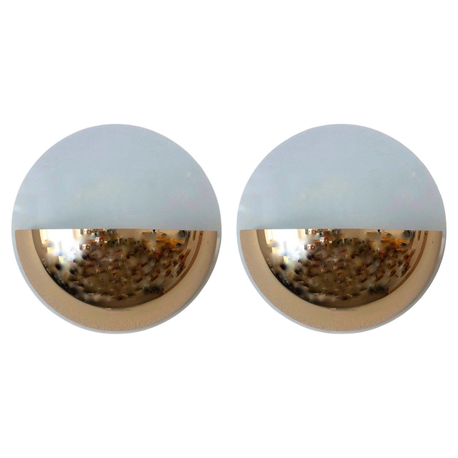 Postmodern Pair Of Golden White Wall Sconces By Marelli For Estiluz, 1980s