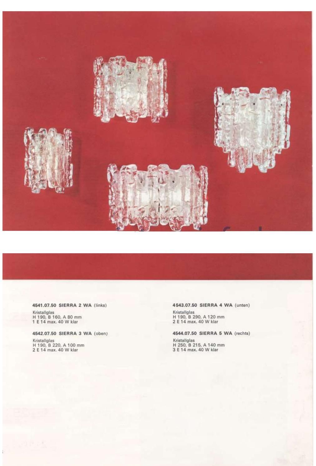 Austrian Midcentury "Sierra" Ice Glass Pair Of Wall Sconces By Kalmar, 1970s photo 2009.0