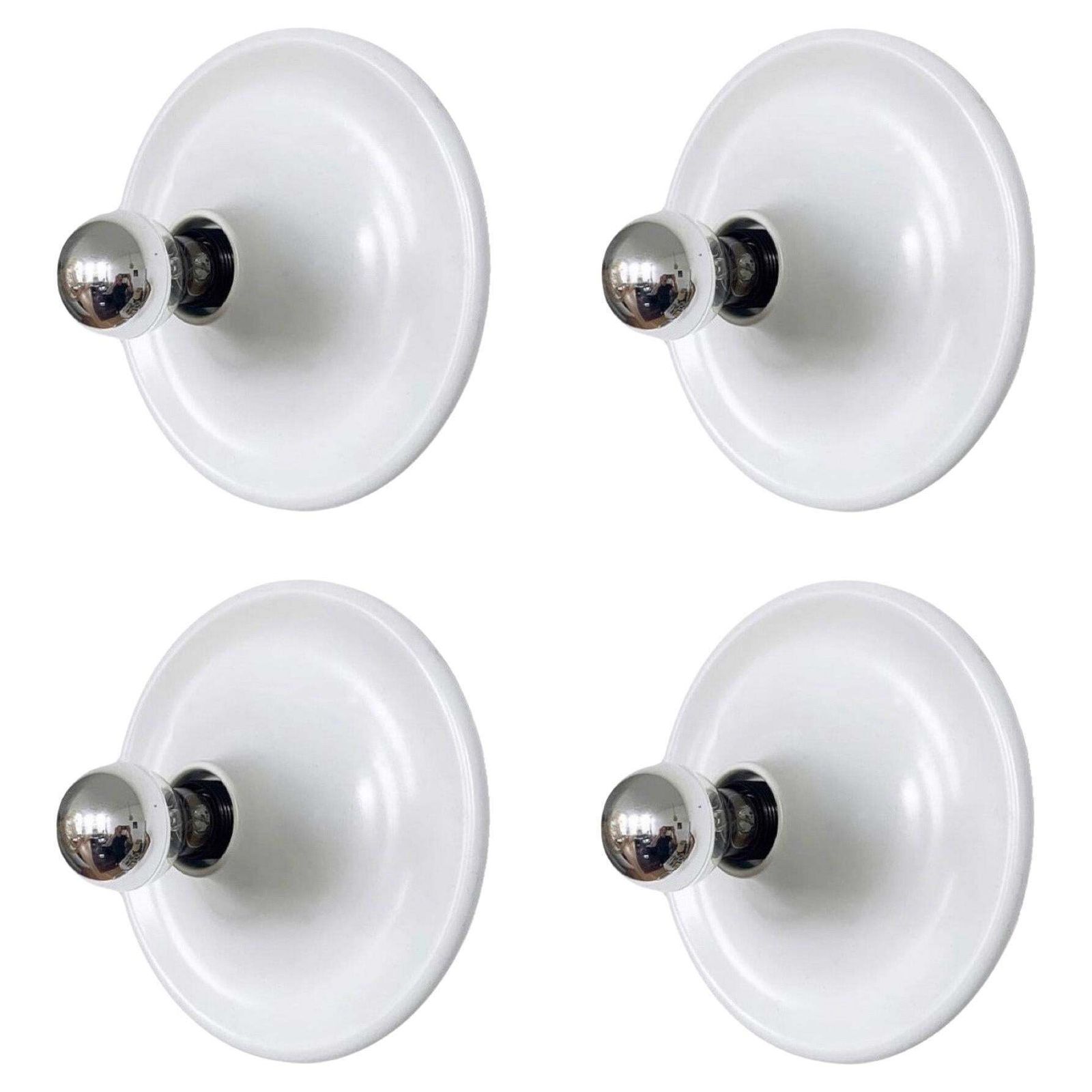 Postmodern Italian Set Of Four White Wall Sconces By Targetti Sankey, 1980s