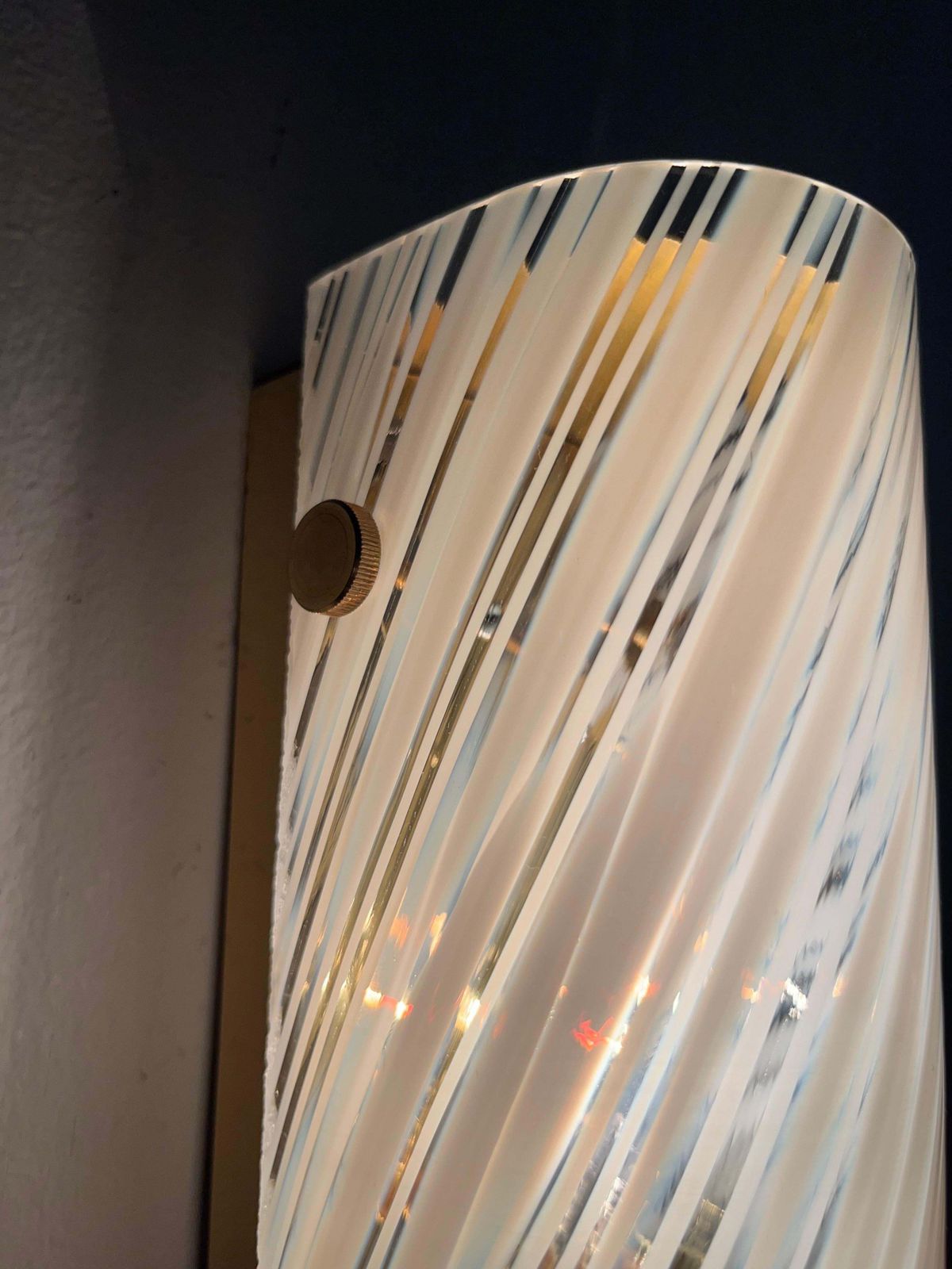 2280.0 German Mid Century White Clear Murano Pair Of Wall Sconces By Hillebrand, 1970s photo