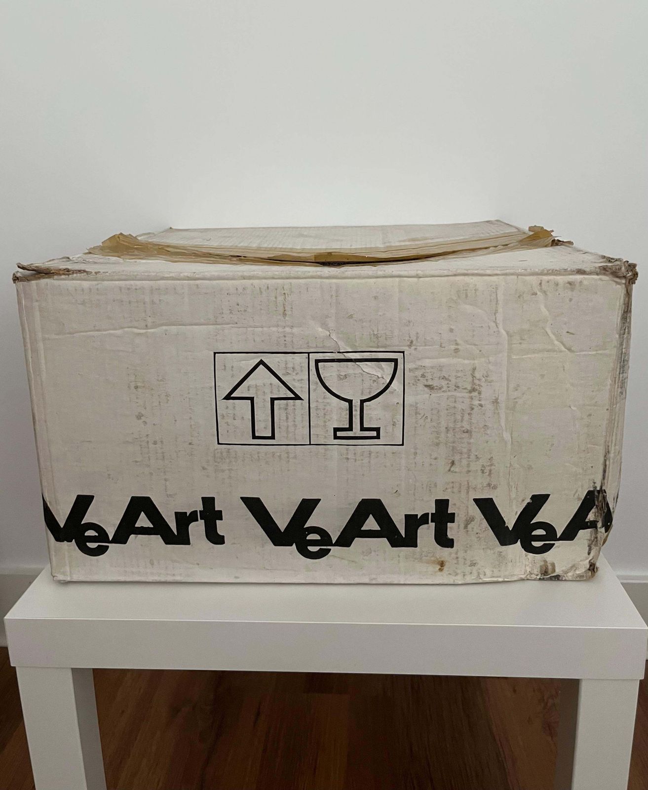 photo furniture Large Italian Mid Century Large Pair Of White Glass Wall Sconces By Veart, 1970s
